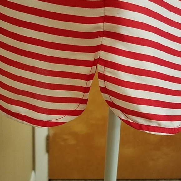 Michael Kors Red/White Stripe Long Tank Top - Picture 4 of 7
